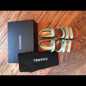 Chanel Wedge Strappy Sandals Size 39